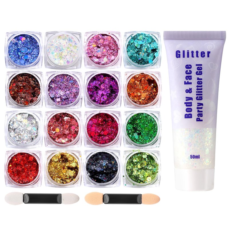 WSYUB Body Glitter, Face Glitter, Makeup Festival Mermaid Glitters, Sparkly Chunky Hair Glitter