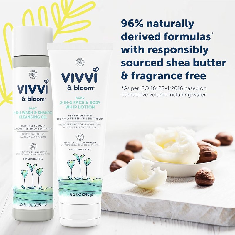 Vivvi & Bloom Gentle 2-in-1 Baby Wash & Shampoo - Fragrance-Free Cleansing Gel for Sensitive Skin, 10 fl. Oz