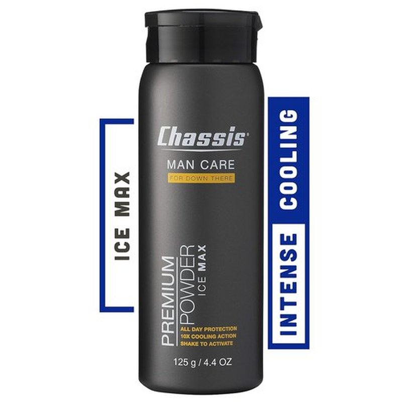 Chassis Ice Max Body Powder for Men - Natural Deodorant with 10X Cooling Sensation | Anti-Chafing, Talc-Free