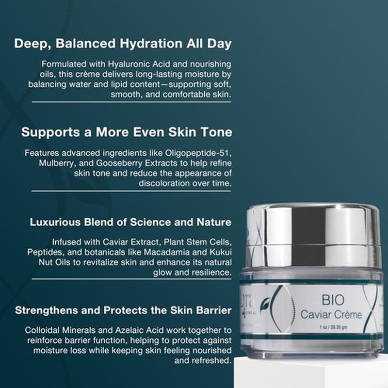 Lira Clinical BIO Caviar Crème - Hydrating Facial Moisturizer with Peptides & Vitamin C - 1 oz Travel Size