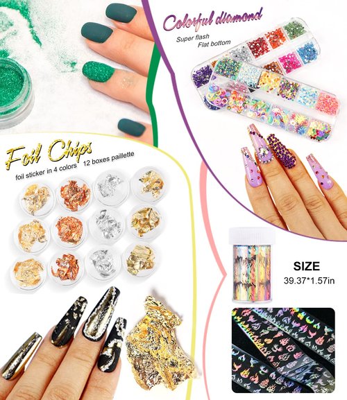Major Dijit Acrylic Nail Kit with Nail Lamp, 0.35 oz White Clear Pink Black and More 12 Colors Acrylic Powder and Liquid Kit, Electric Nail Drill, Glitter, Nail Art Brushes,Nail Kit for Beginners
