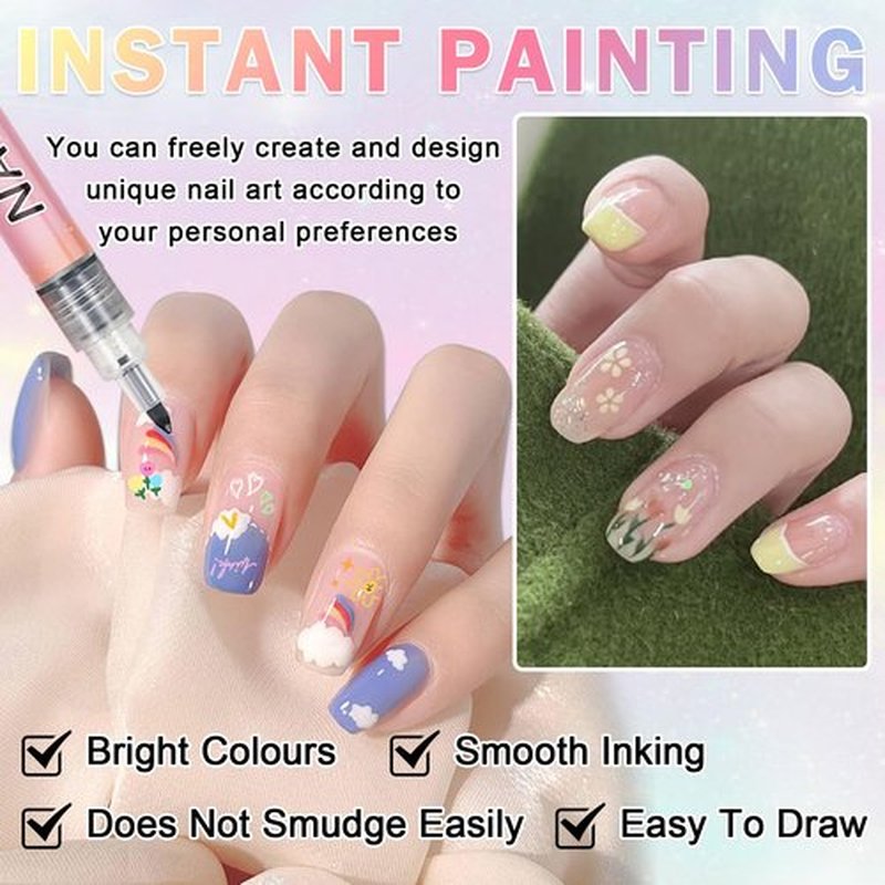 IONSGAKO Nail Art Pens Set 3D Nail Polish Pens Acrylic Paint Nail Drawing Liner Graffiti Dotting Nail Art Pen Kit Tools for Professional Nail Art Design(12 Colors)