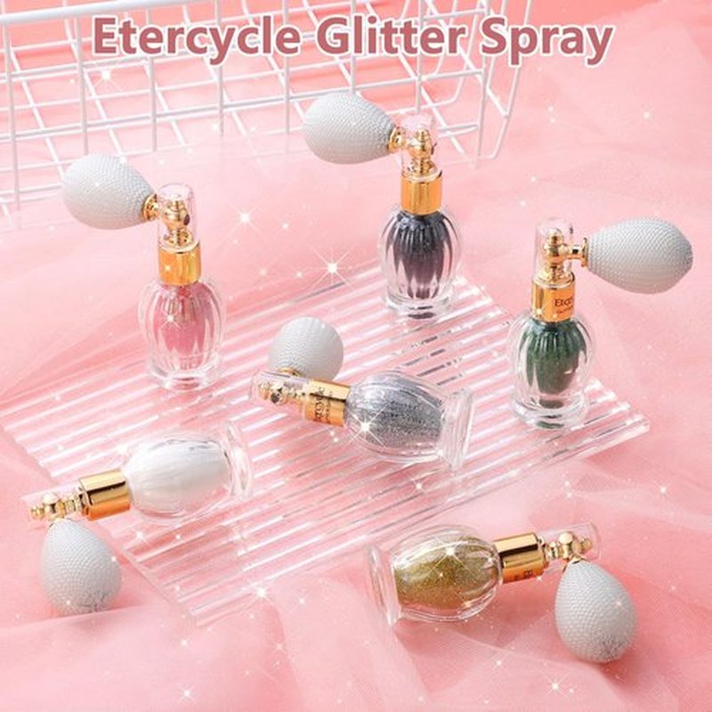Etercycle Glitter Spray for Hair and Body, Pink Extra Fine Face Shimmer Powder, Shiny Fine Glitter Beautiful Face Makeup Glitter for Rave Accessories Easter Christmas Halloween Clothes