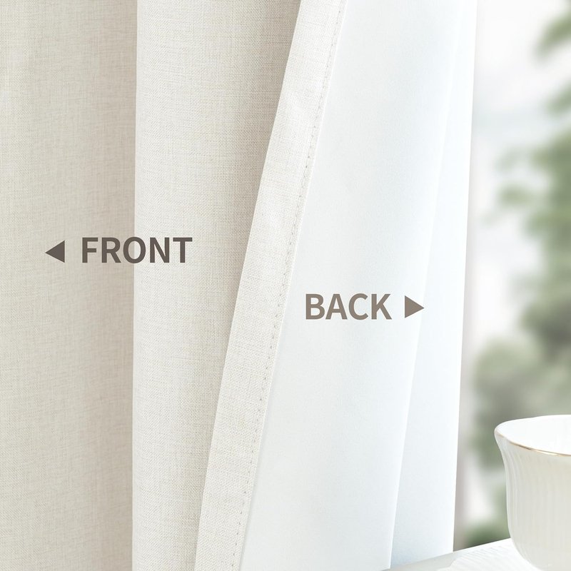 YoungsTex Linen Blackout Curtains - 63 Inch Thermal Insulated Drapes for Full Room Darkening | 2 Panels, Black