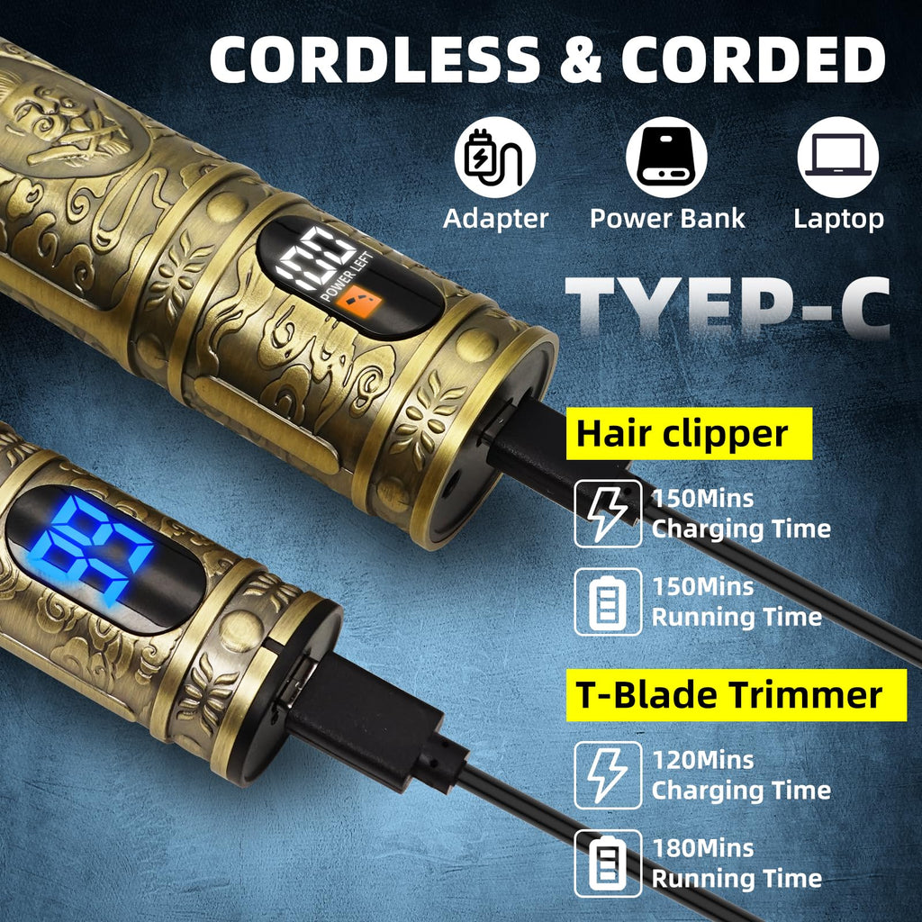 REHOYO Clippers and Trimmers Set, Beard Trimmer, Electric Razors Shaver for Men, Professional Hair Clipper for Barbers Hair Cutting Set, Mens Grooming Kit w/Mustache Nose Hair Trimmer, Gifts for Him