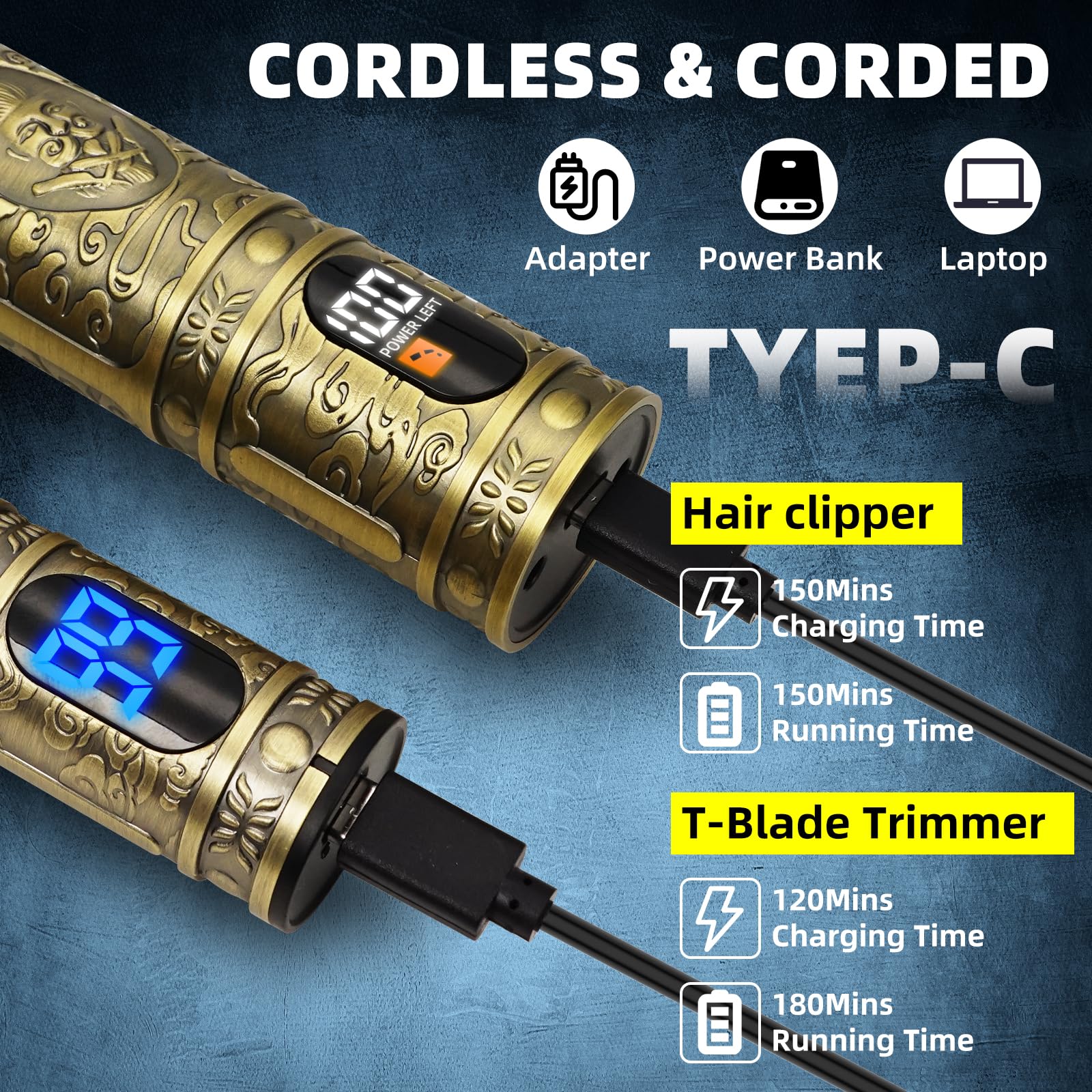 REHOYO Clippers and Trimmers Set, Beard Trimmer, Electric Razors Shaver for Men, Professional Hair Clipper for Barbers Hair Cutting Set, Mens Grooming Kit w/Mustache Nose Hair Trimmer, Gifts for Him