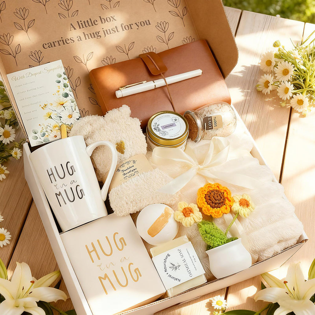 11PCS Sympathy Gift Baskets, Sympathy Gifts for Loss of Loved One, Bereavement Grief Memorial Condolence Gift Basket for Loss,Miscarriage Care Package for Women Hug in a Box Gifts for Loss of Mom Dad