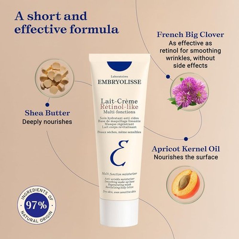 Embryolisse Lait-Crème - Retinol Alternative Anti-Aging Face Moisturizer & Primer | 2.54 Fl Oz