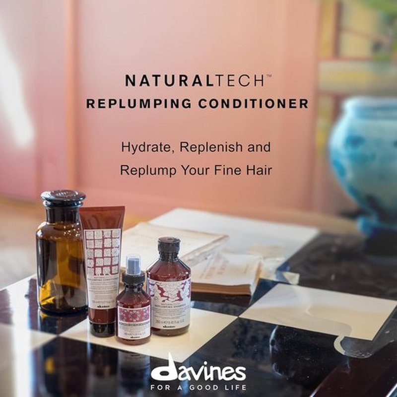 Davines Naturaltech Replumping Conditioner - Elasticizing & Moisturizing for Fine Hair | 5.07 Fl Oz