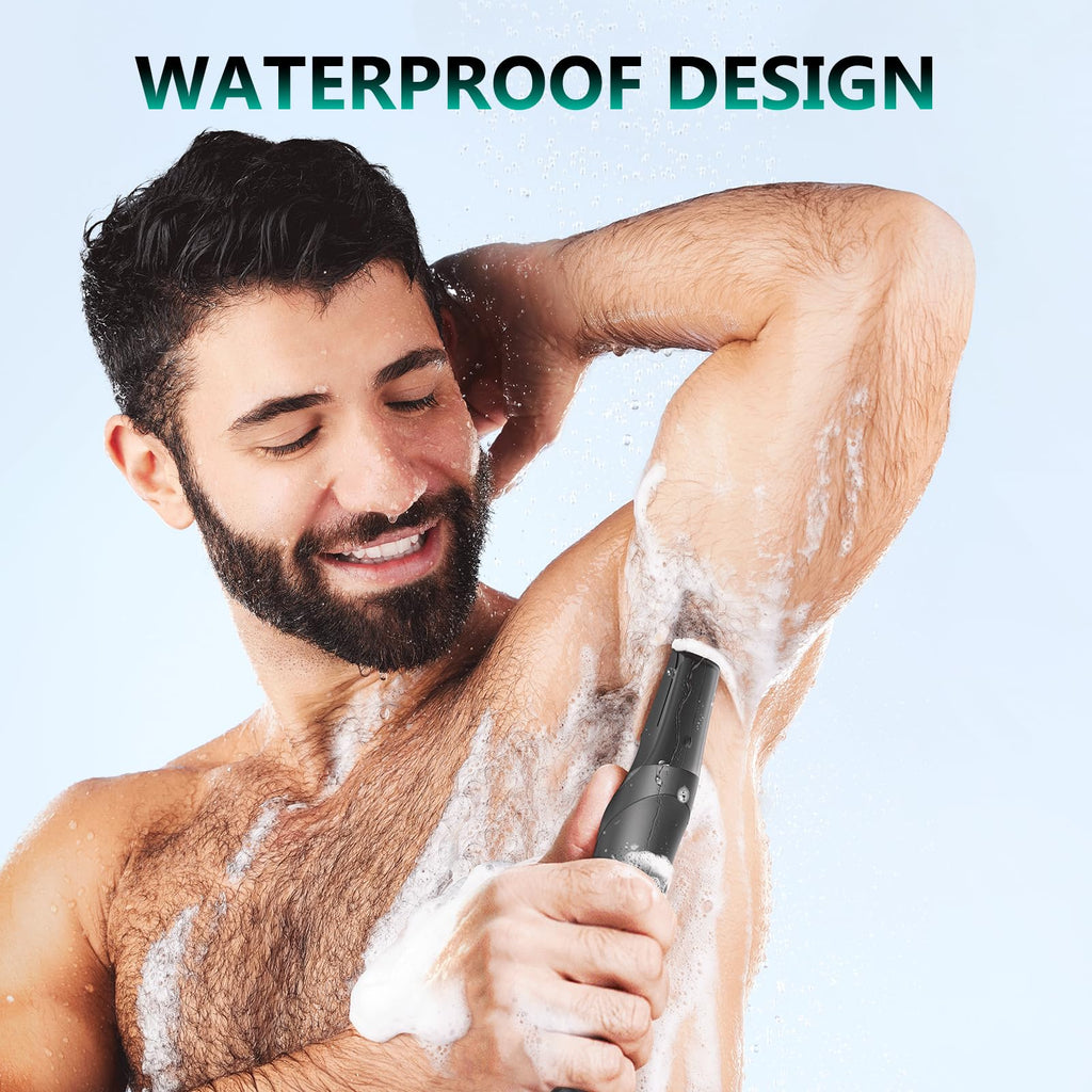 kensen Body Hair Trimmer for Men - Manscape Beard Trimmer for Men, V-Shaped Trimming Head with 2 Comb Attachments Mens Groin & Pubic Hair Trimmer IPX5 Waterproof Wet/Dry Mens Electric Razor