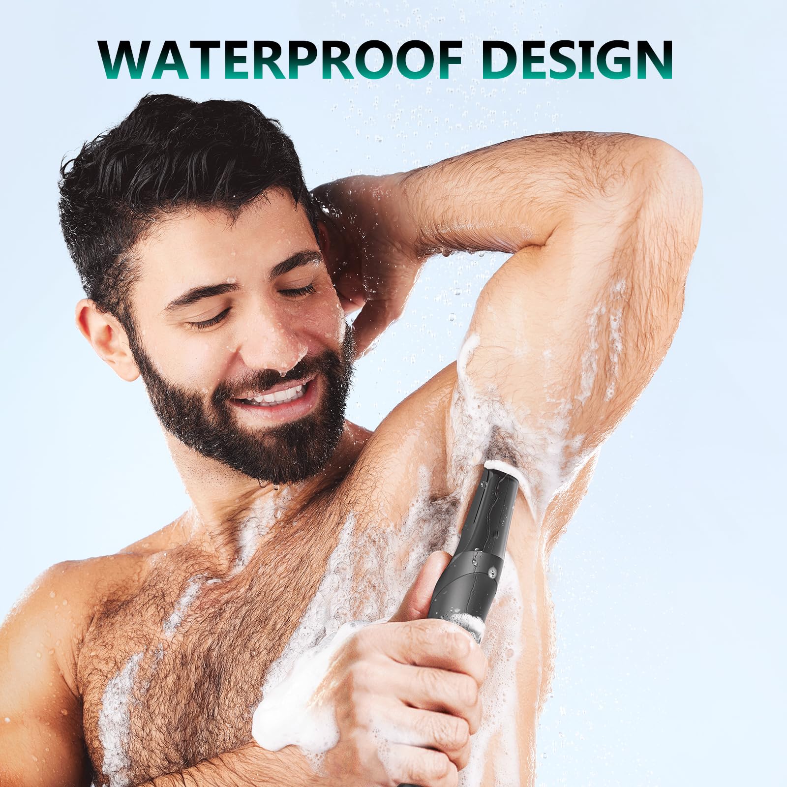 kensen Body Hair Trimmer for Men - Manscape Beard Trimmer for Men, V-Shaped Trimming Head with 2 Comb Attachments Mens Groin & Pubic Hair Trimmer IPX5 Waterproof Wet/Dry Mens Electric Razor