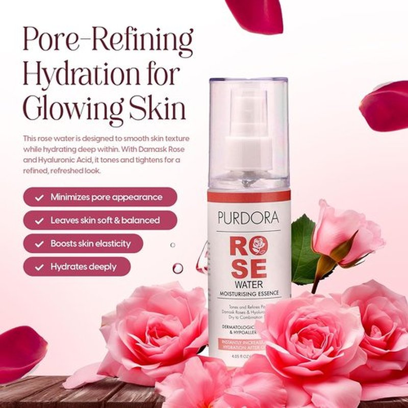 Skiennix Rosewater Facial Mist - Hydrating Toner for Glowing Skin | Organic & Alcohol-Free, 4.05 Fl Oz