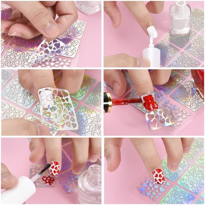 288 Pieces Nail Vinyl Stencils Nail Decoration Stickers Set Nail Stickers Tips Decals, 24 Sheets