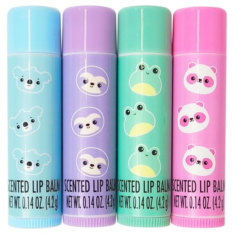 LUV HER Lip Balm Set Pack of 4 - Tinted Lip Balm with Playful Colors and Flavors - Perfect Girls Makeup Accessory - Ideal for Dry Weather Protection, Ages 3+