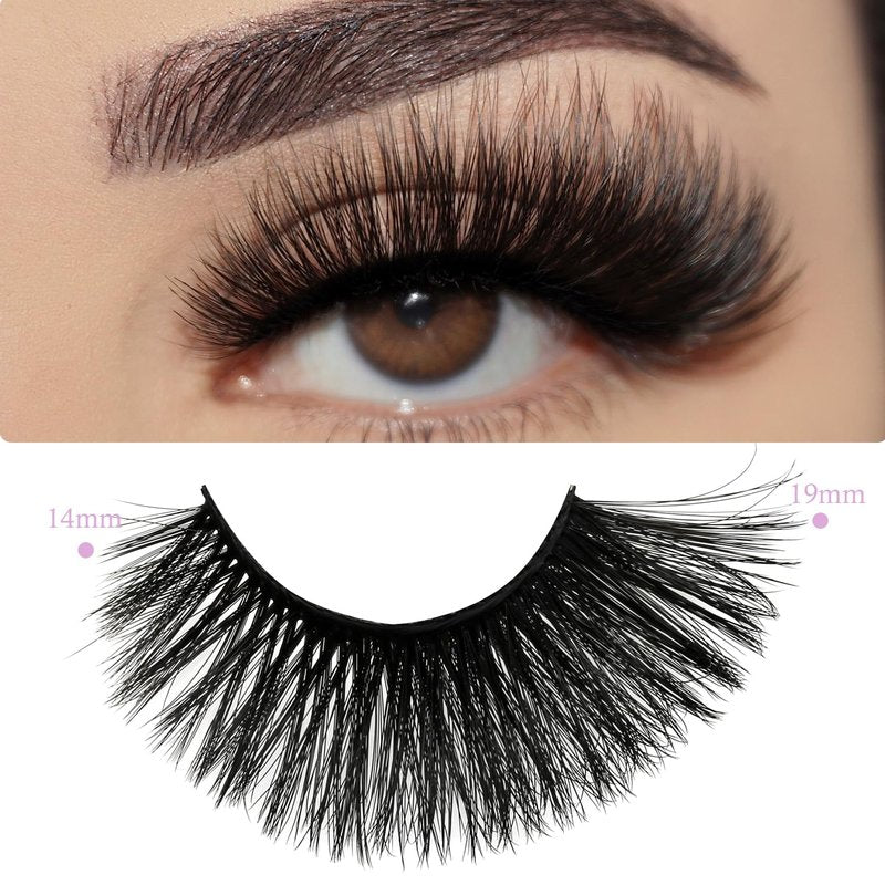 Wholesale Lashes, 3D Faux Mink Eyelash Bulk, 18mm Handmade Reusable Eye Lash, Dramatic Fluffy False Lash with Glitter Portable Packing (30 pairs - A03)