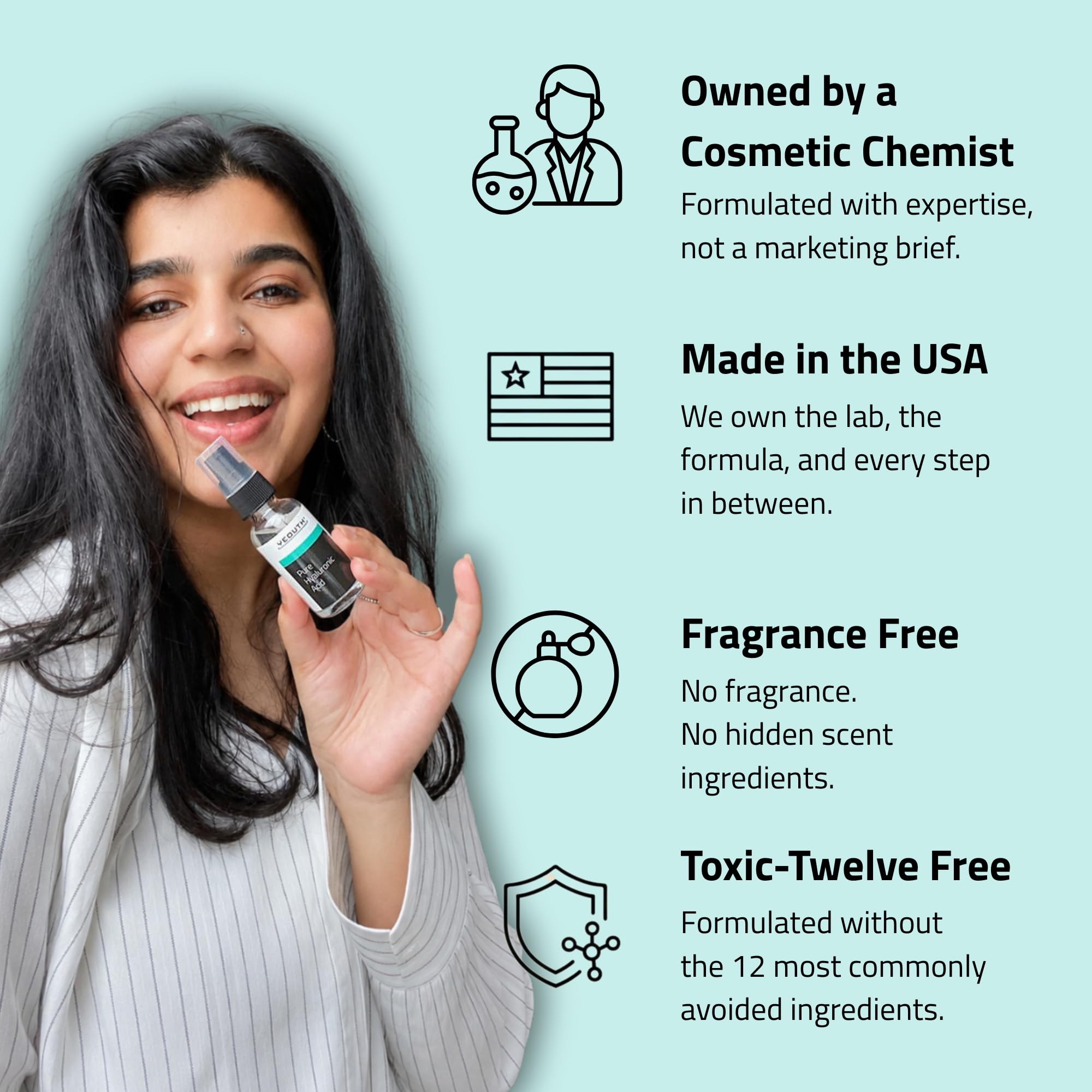 YEOUTH Pure Hyaluronic Acid Serum for Face with 99% Hyaluronic Acid, Plumping Hydrating Serum Targets the Appearance of Fine Lines, Dry and Dull Skin, 2 oz