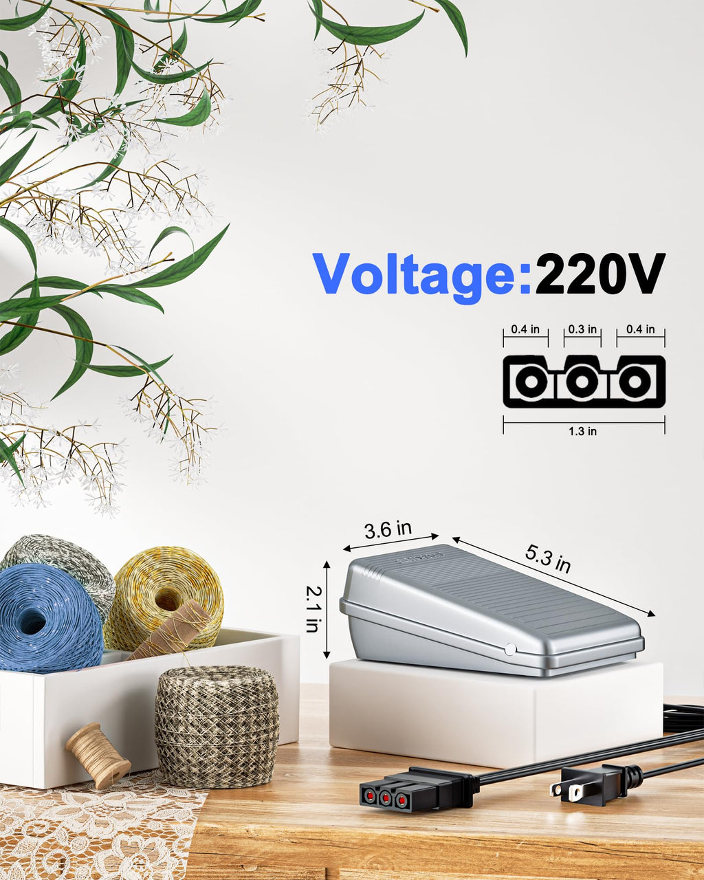 VHBW Foot Pedal Compatible with Brother Sewing Machines JX2517 XM2701 GX37
