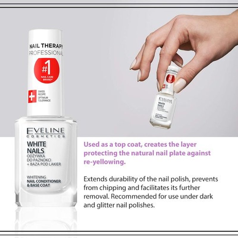 Eveline Cosmetics Nail Whitener - 3 In 1 Formula for Instant Whitening & Brightening