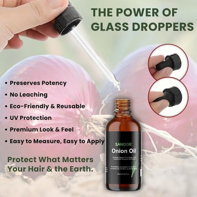 SANOOR Himalayan Red Onions Oil | 100% Pure (2.02oz)| Cold-pressed, stimulates hair growth, strengthens follicles, and treats infections for healthier hair | 60ml