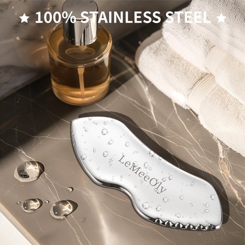 LeMeeOly Stainless Steel GuaSha & Eye Cream Applicator Facial Tools, Metal Guasha for Face Neck, Eye Massager Tool, Lymphatic Drainage Face Massage Tool, Skin Care Gift