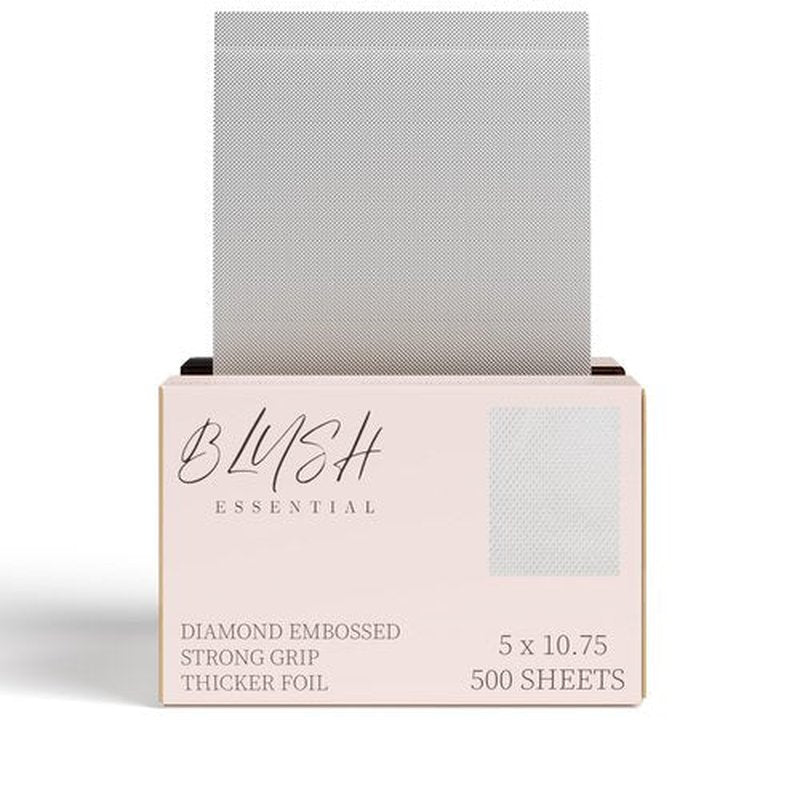 Blush Essentials Hair Salon Pop Up Foils, Aluminum Foil 5"x10.75", 500 Sheets - Diamond Texture Pre-Cut Aluminum Foil Sheets for Highlighting & Balayage - Tin Foil for Professional Stylists