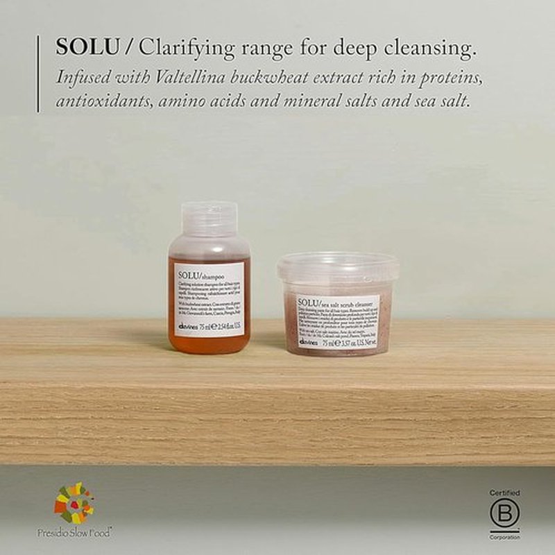 Davines SOLU Shampoo - Clarifying Formula for Residue Removal | Refreshing Scalp & Shiny, Soft Hair