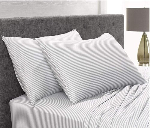 Pure Bamboo Twin Sheets - Luxuriously Soft & Cooling 100% Organic Viscose Bed Sheet Set | Double Stitching, Stripes