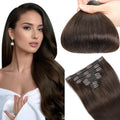 Dark Brown Clip in Hair Extensions Real Human Hair Bleach Blonde 20 inch 7pcs 80g/Pack, Human Hair Clip in Extensions, Salon-Grade Quality, Easy Comfort Wear for Women