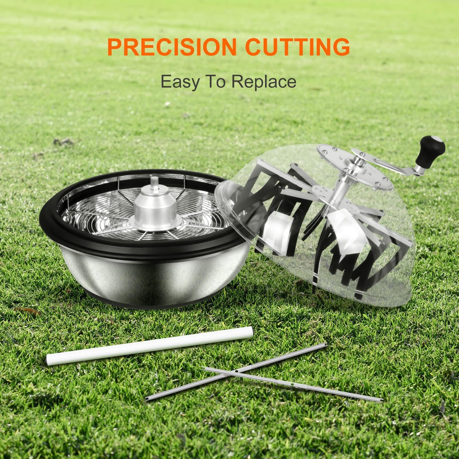 iPower 4-Pack 16 inch Bud Bowl Leaf Trimmer Blades Replacement, Stainless Steel for Spin Clean Cut, Included 2 Serrated 2 Straight Blades, Actual Length 13.4'', Silver