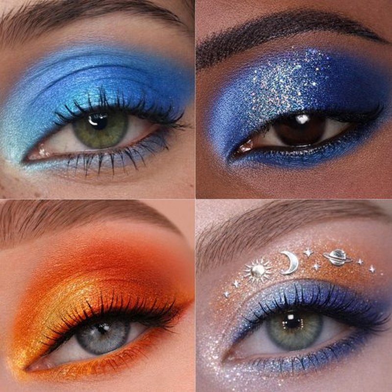 Galactic Assemble Eyeshadow Palette – Solar System Inspired 3D Planet Design, 14 Handcrafted Shimmer & Metallic Shades with Creamy Wet Texture, High-Pigmented Makeup Palette Gifts for Women & Girls