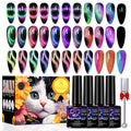 YEPYEPGO 9D Cat Eye Gel Nail Polish Set 8 Colors, Cat Eye Gel Polish with Magnet, Magnetic Cateye Chameleon Galaxy Effects Professional Use for Salon
