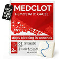 MEDCLOT Hemostatic Gauze – Stops Bleeding Fast - Blood Clotting Bandage with Kaolin - Bleed Stop for Wounds & Emergencies - Sterile Compressed Dressing, 2ft Roll, Expires 2029