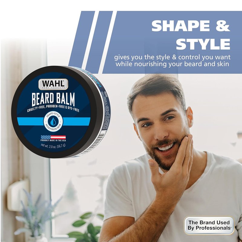 Wahl Beard Balm for Men - Shape & Style Facial Hair with Shea Butter & Aloe - All-Day Light Hold