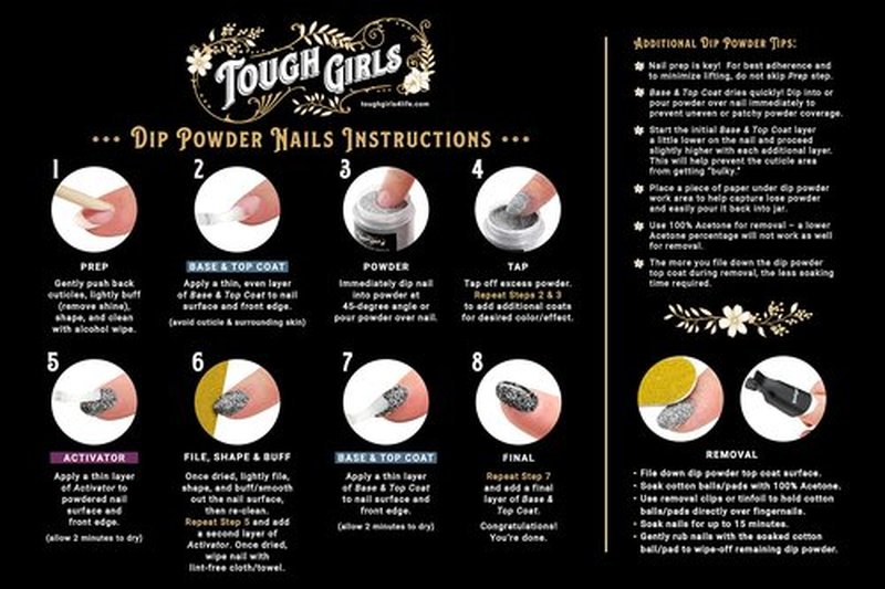 TOUGH GIRLS | 4-Pack Dip Powder Kit | Includes Dip Powders, Base & Top Coat, Activator, Cuticle Stick, Nail File, & Nail Wipes (4-Pack Kit | Color Combo 6)