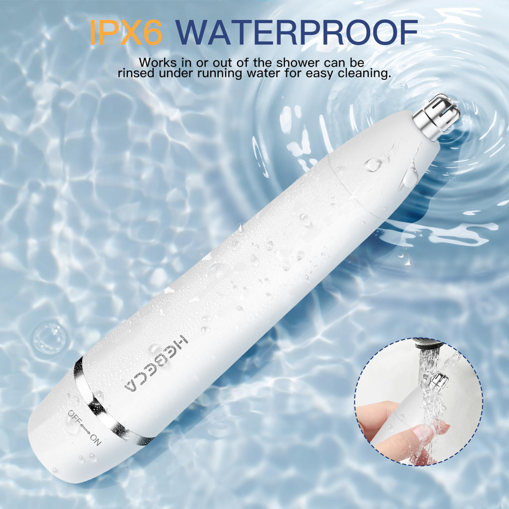 HEBECA Nose Hair Trimmer for Women Men - Electric Ear and Nose Hair Trimmer - 2 in 1 Facial Hair Remover Portable for Painless Face Eyebrow Trimmering Waterproof (Pearl White 2in1)