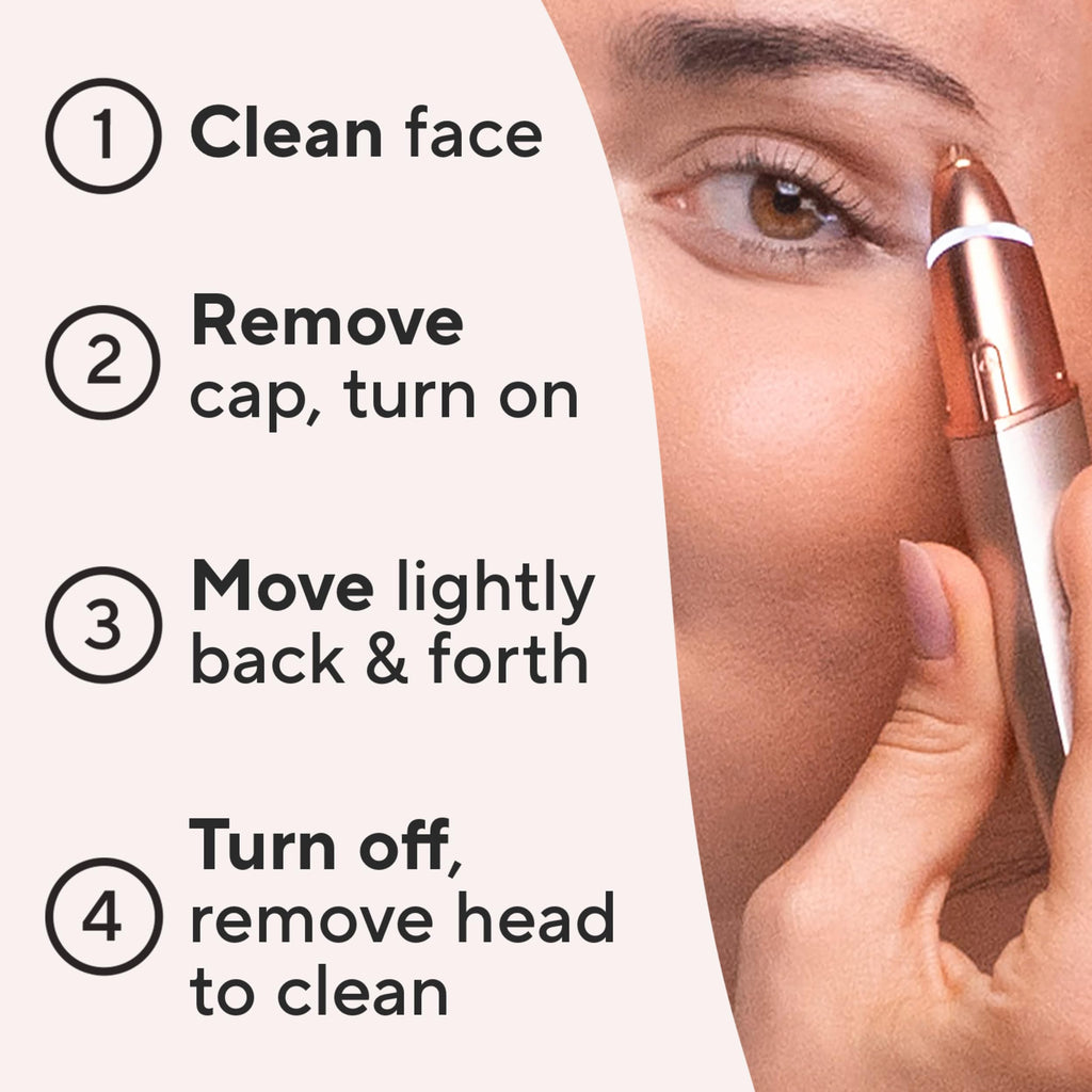 Finishing Touch Flawless Brows Eyebrow Hair Remover for Women, Electric Eyebrow Razor for Women with LED Light for Instant and Painless Hair Removal