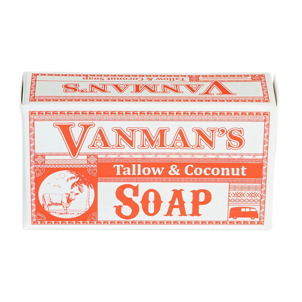 VanMan Beef Tallow and Coconut Oil Bar Soap – Pure Grass-Fed Beef Tallow Soap with Coconut Oil & Kaolin Clay, Subtle Grapefruit Scent, Hydrating & Nourishing, Clean Ingredients, 3.8oz - 10 Pack