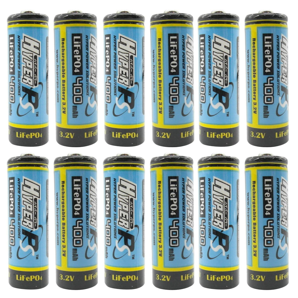 HyperPS 12 Pack 3.2V LiFePo4 14430 (14 x 43mm) 400mAh Rechargeable Battery for Solar Panel Light, Tooth Brush, Shaver, Flashlight