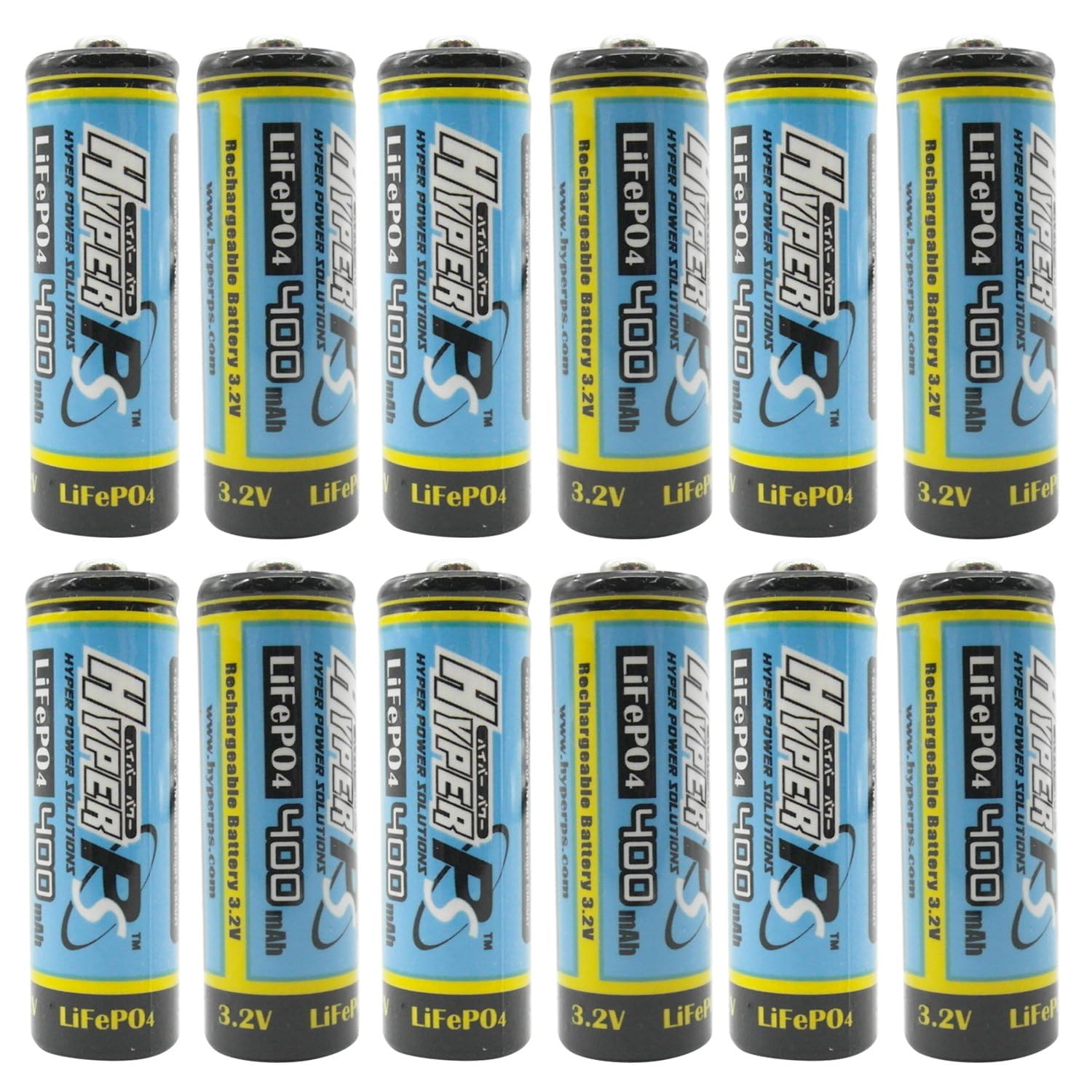 HyperPS 12 Pack 3.2V LiFePo4 14430 (14 x 43mm) 400mAh Rechargeable Battery for Solar Panel Light, Tooth Brush, Shaver, Flashlight