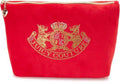 Juicy Couture Red Makeup Bag - Stylish Cosmetics Organizer with Zip Top & Rhinestone Detail
