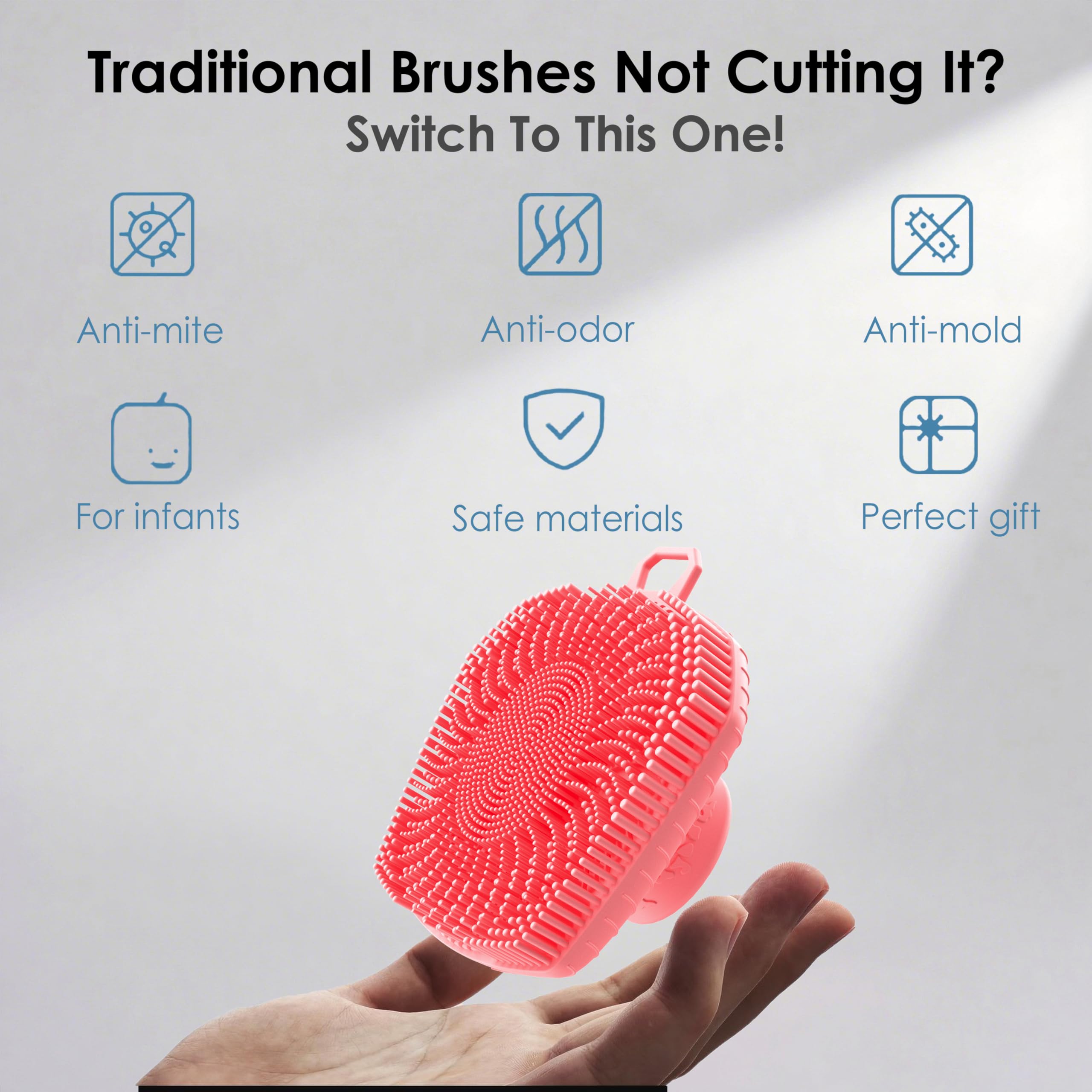 RamPula Face Scrubber & African Net, Silicone Exfoliating Brush for Men, Facial Cleansing Brush, Manual Waterproof Cleansing Skin Care, Blackhead Removing Pore Cleansing Massaging Face Brushes - Pink