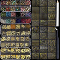 Nail Charms Nail Art Kit with 30 Sheets Gold Nail Stickers 5 Boxes of Nail Gems Nail Art Tools Nail Rhinestones for Nails Nail Supplies 3D Nail Charms and Gems Nail Decals Nail Pearls