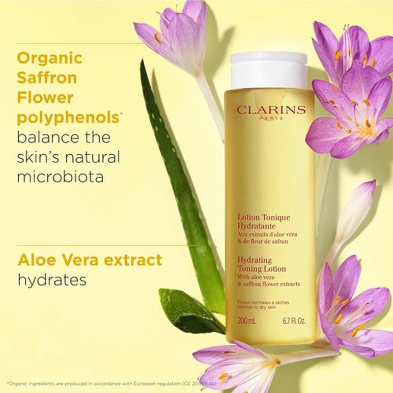 Clarins Hydrating Toning Lotion - Cleanses, Tones & Hydrates | Alcohol-Free | For Normal to Dry Skin