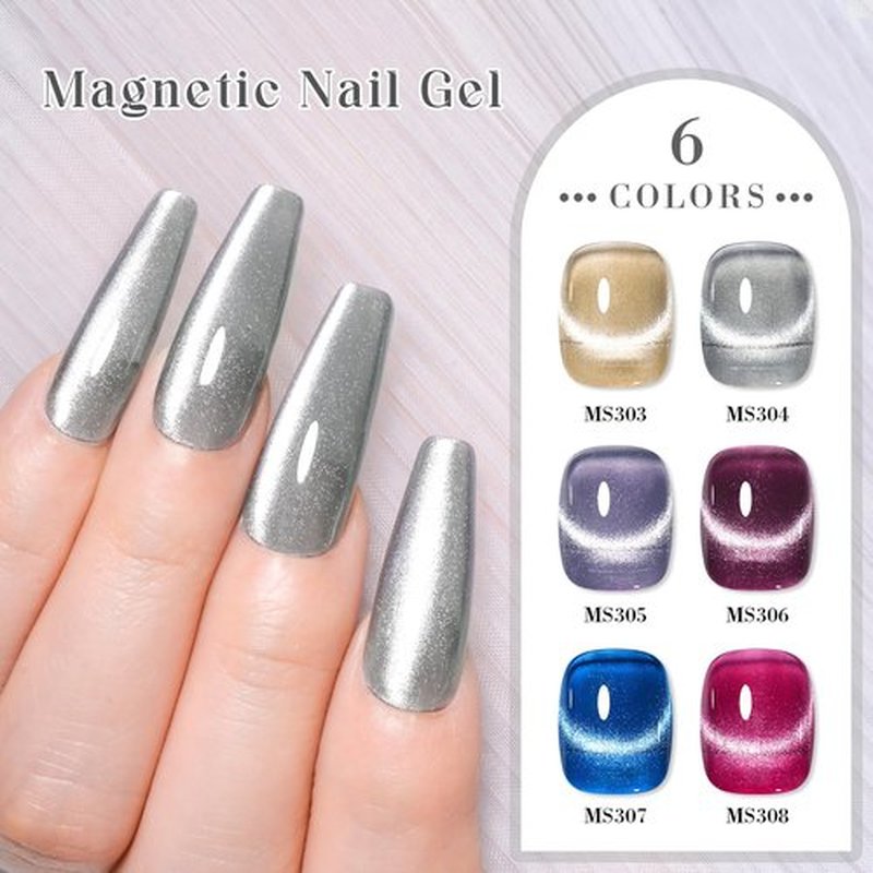 MSRUIOO Glass Cat Eye Gel Nail Polish Set, Crystal Magnetic Gel Polish, Soak Off Cateye Nail Polish Nail Art Gift Kit with Magnet Stick