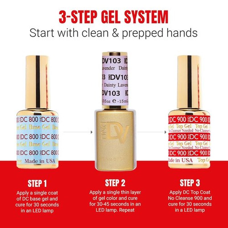 DND Gel Polish - Coquette Collection | UV/LED Gel & Air Dry Nail Lacquer Duo - 103 Dainty Lavender, 0.5 Fl Oz