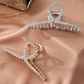 HAIMEIKANG 2 PCs Rhinestone Hair Clips for Women - Metal Claw Clips Strong and Large Hold Claw for Thick Hair, Gold and Silver Hair Clips