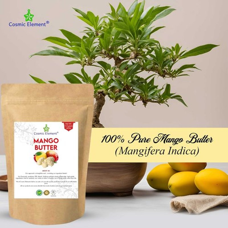 Cosmic Element 100% Pure Organic Mango Butter - Unrefined Raw Mango Butter with Vitamins A, C & E | Antioxidant-Rich Mango Body Butter for Skin & Hair | Shea Butter Substitute for Soap & Lotion - 4oz