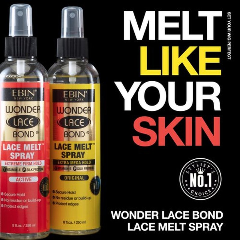 EBIN NEW YORK Wonder Lace Bond Lace Melt Spray - Extreme Firm Hold (Supreme) | Flawless,Natural, and Seamleass finish, No Reside, Long Lasting Formula with Protecting Edges, Perfect for wigs 3pack