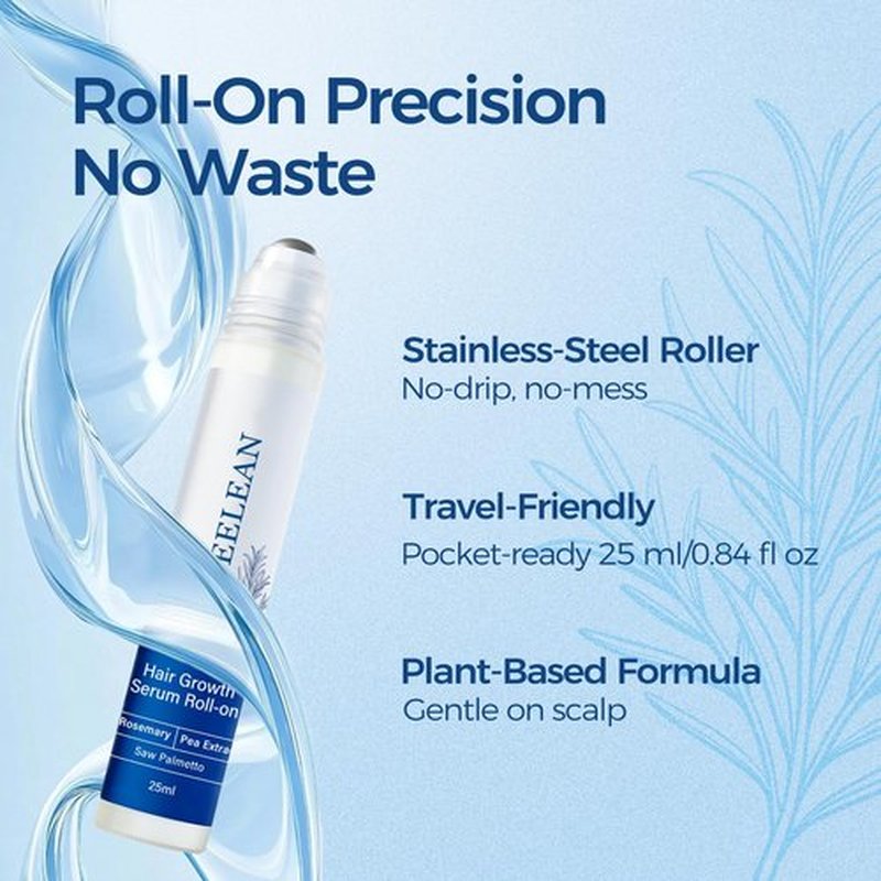 Hair Growth Serum Roll On 25ml, 3% Rosemary, 3% Redensyl & 2% Anagain, Reduce Hair Loss and Promote Hair Density (0.84 Fl Oz (Pack of 1), 3% Rosemary)