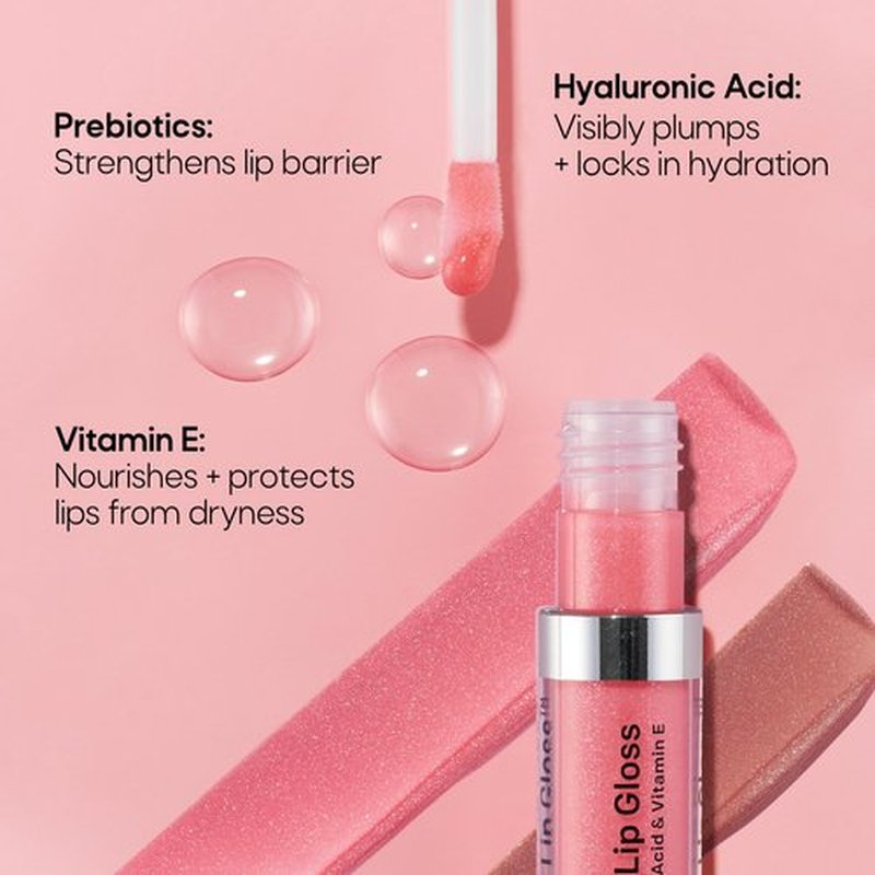 Almay Color & Care Hydrating Lip Gloss, Soft Natural Hues, Prebiotic Complex, Hyaluronic Filling-Sphere Technology, 300 Glitters Gold, 0.1 Fl Oz (Pack of 2)